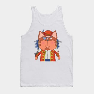 Cat Goof Pirate with Pet Mini Black Cat & Bunny Tank Top